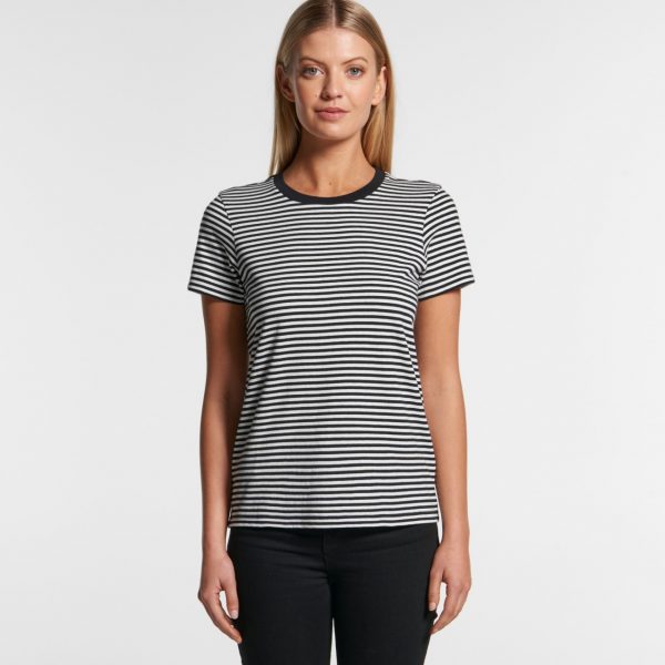 AS Colour 4060 Womens Bowery Stripe t-shirt with print by Fifth Column.