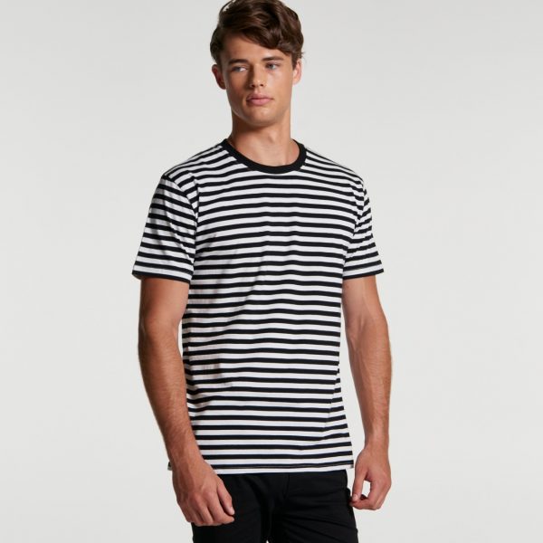 Men's AS Colour Staple Stripe t-shirt 5028 in black and white.