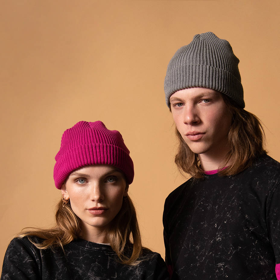 7 beanies begging for embroidery - the Stanley Stella Fisherman beanie.