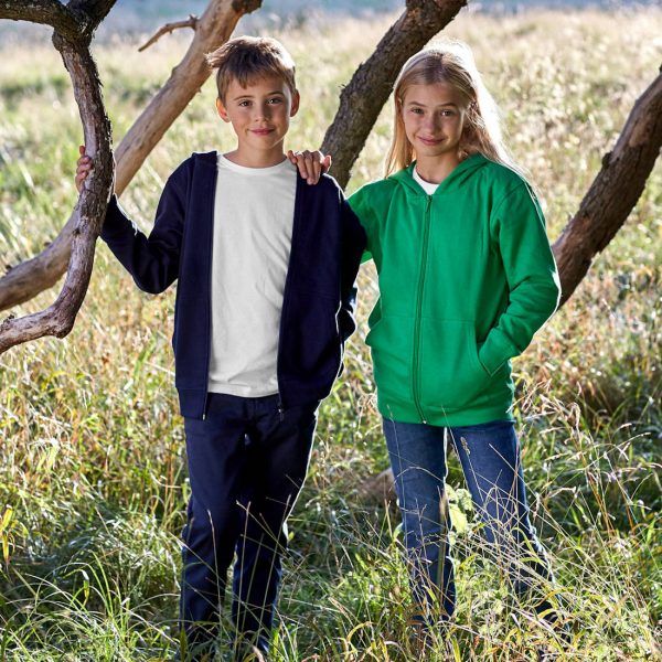 Neutral kids zip hoodie O13301 with responsible printing at Fifth Column UK.