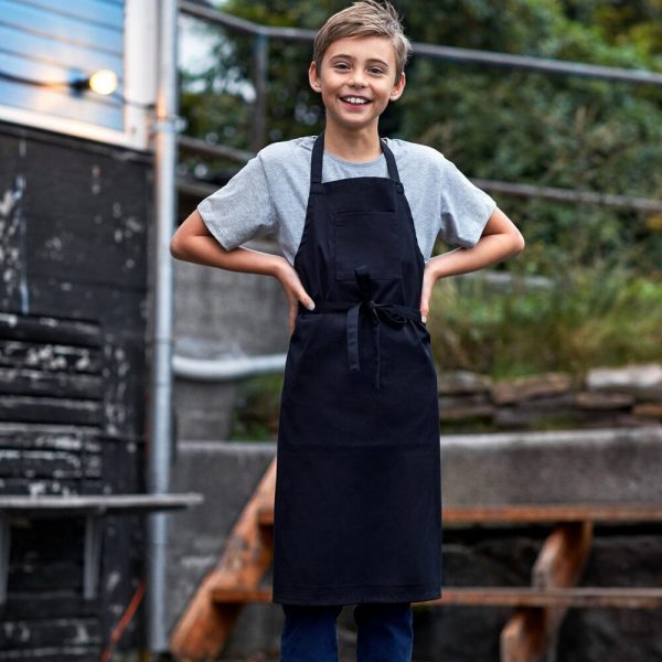 Neutral kids pocket apron O92012 with printing in London by Fifth Column.