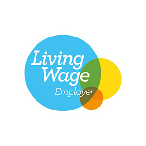 Living Wage employer logo at Fifth Column printers.