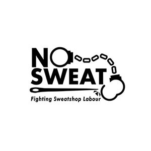 No Sweat Fighting Sweatshop Labour logo at Fifth Column printers.