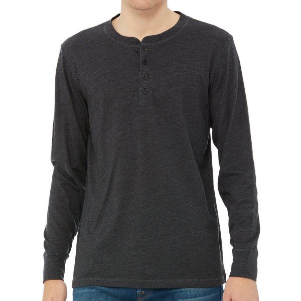 Bella and Canvas mens jersey long sleeve henley tee 3150.