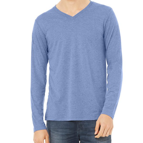 Bella and Canvas unisex triblend long sleeve V-neck t-shirts 3425.