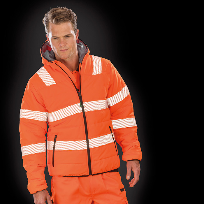 R500X Recycled safety jacket, part of the range of Result Genuine Recycled blank clothing.