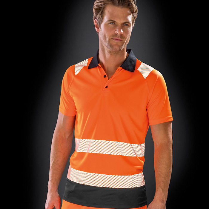 R501X recycled safety polo, part of the range of Result Genuine Recycled blank clothing.