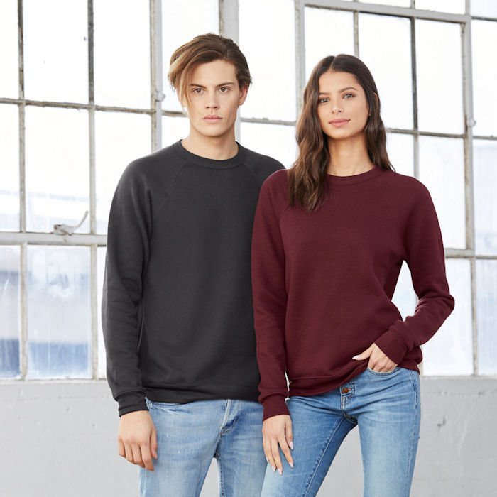 The Bella + Canvas sweatshirt, an example in 8 great products for winter printing and embroidery.