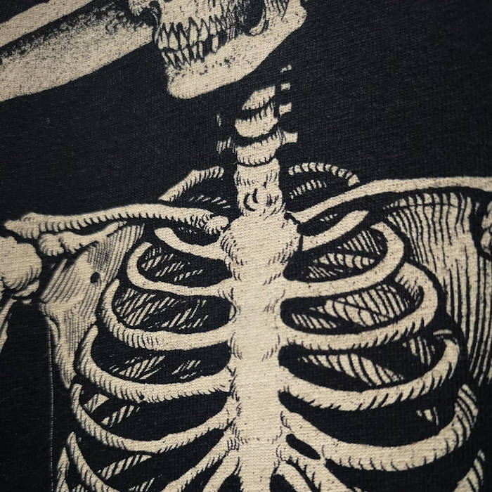 An example of how discharge printing ink looks on a t-shirt.