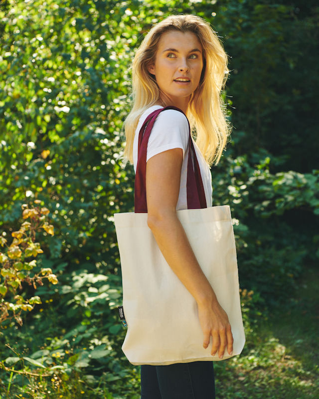 Neutral Contrast Handle Tote - Eco-Friendly Custom Tote Bags.